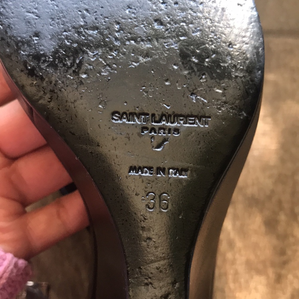 Saint Laurent Calfskin Jane 105 Wedge Sandal 36 Black - Picture 7 of 7